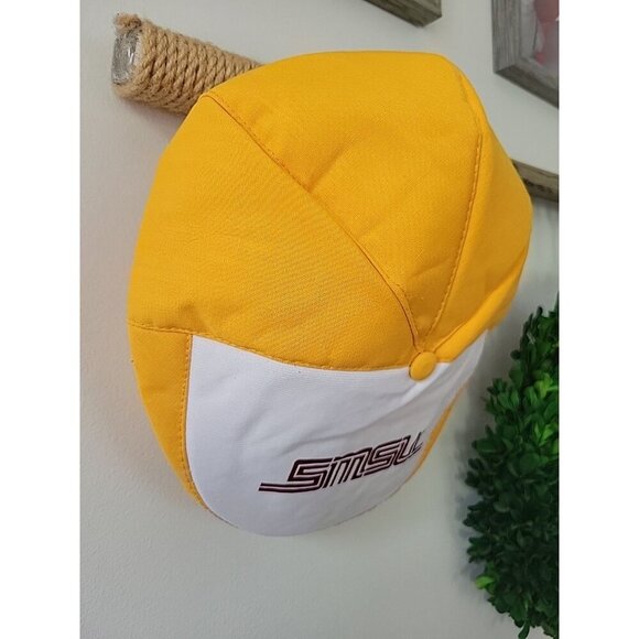 Vintage University SMSU Snapback Yellow Fedora Newsboy Hat Cap Retro - Picture 2 of 7